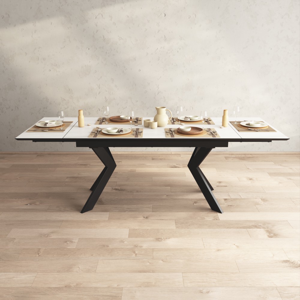 Стол обеденный раздвижной Колорадо Черный / Мрамор светлый модерн ...