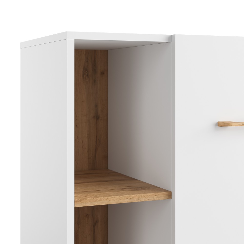 Шкаф-стеллаж Кассия Белый матовый / Дуб вотан купить в Москве — цена от ...