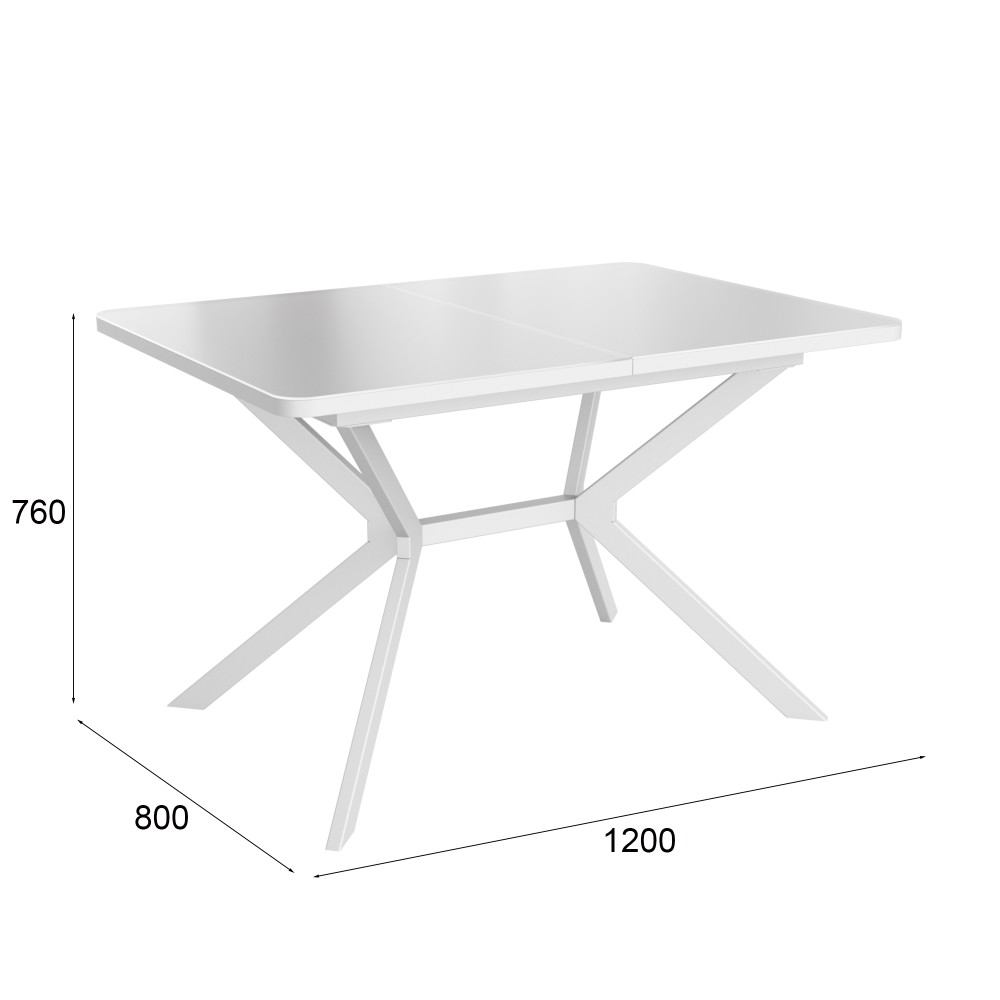 Стол обеденный раздвижной FLEX-120 Белый / Матовое стекло купить в ...