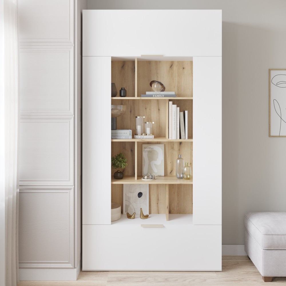 Шкаф-стеллаж Люксор Белый софт / Дуб Эвок купить в Москве — цена от ...