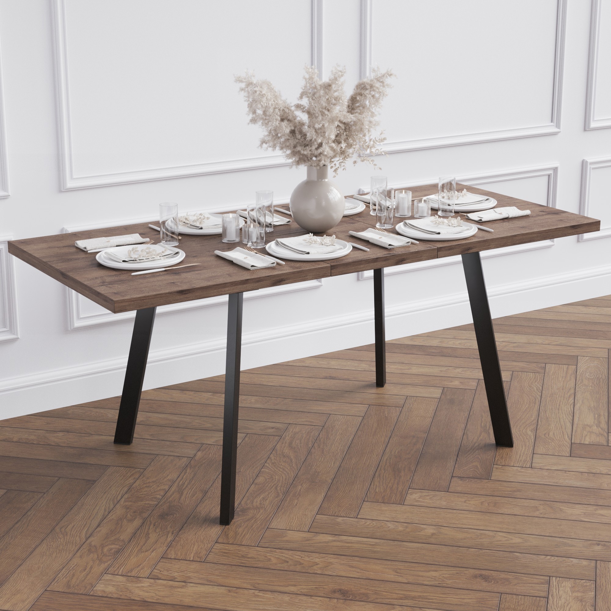 Стол обеденный раздвижной ROM-140 Черный / Дуб винтажный купить в ...