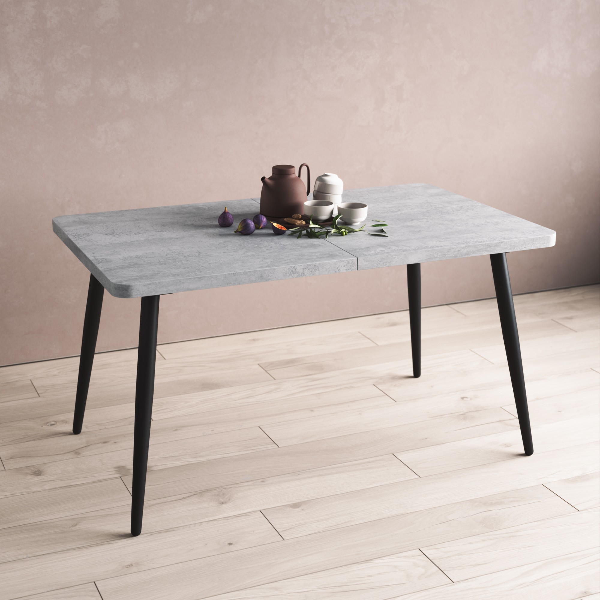 Стол обеденный раздвижной Лоран-140 Черный / Серый сланец купить в ...