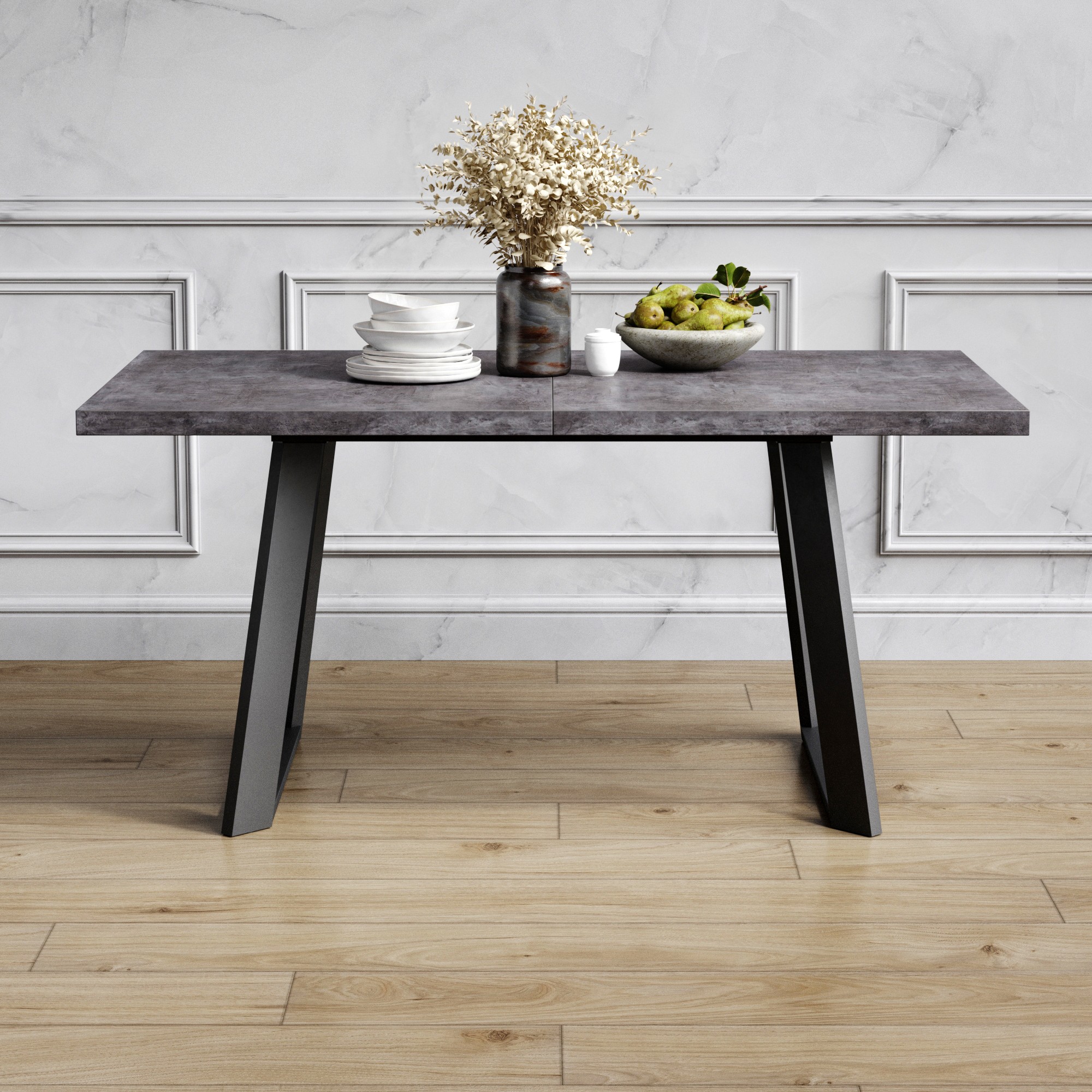 Стол обеденный раздвижной ZED-160 Черный / Дымчатая керамика купить в ...