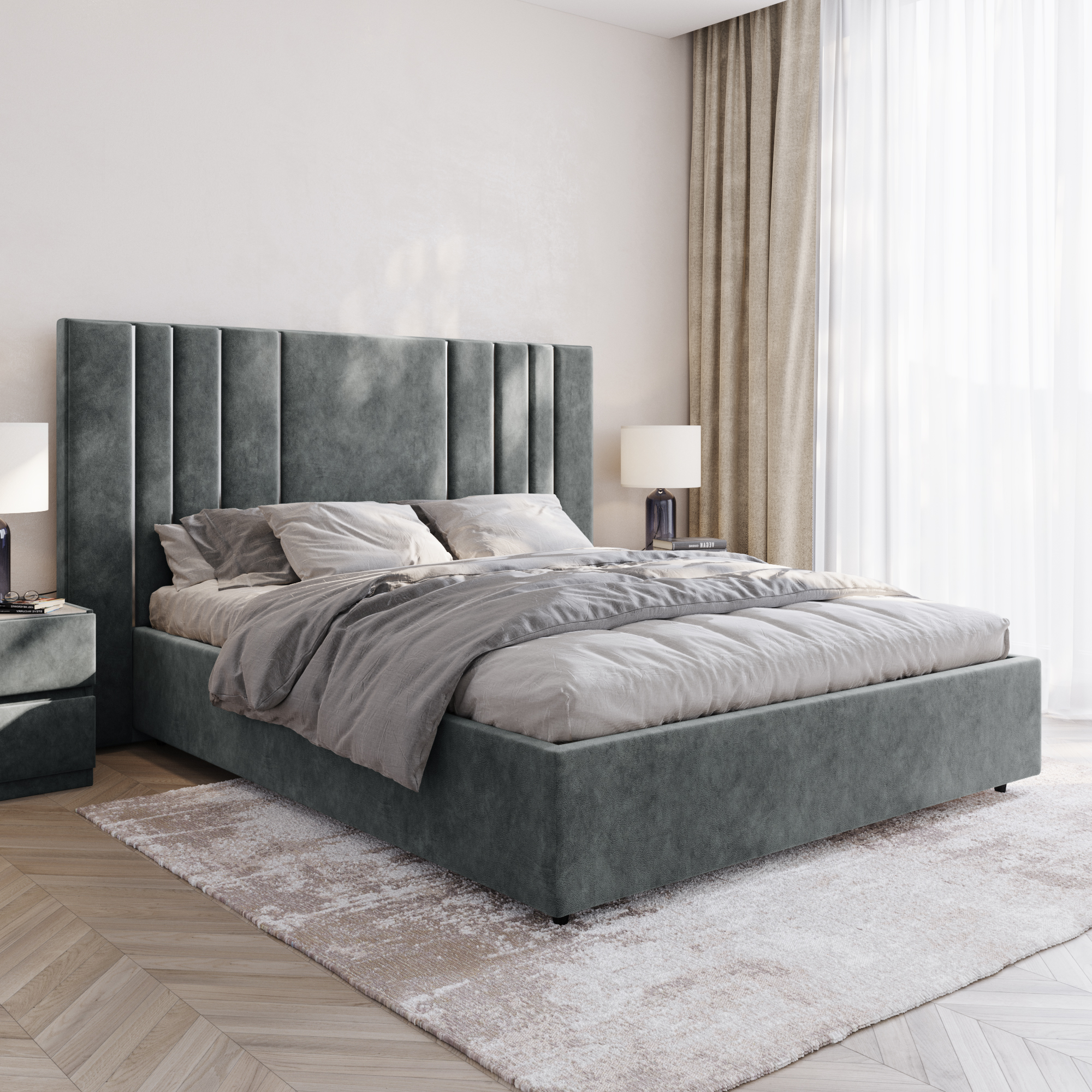 Кровать Рания 160x200 kashemir 994 серебро