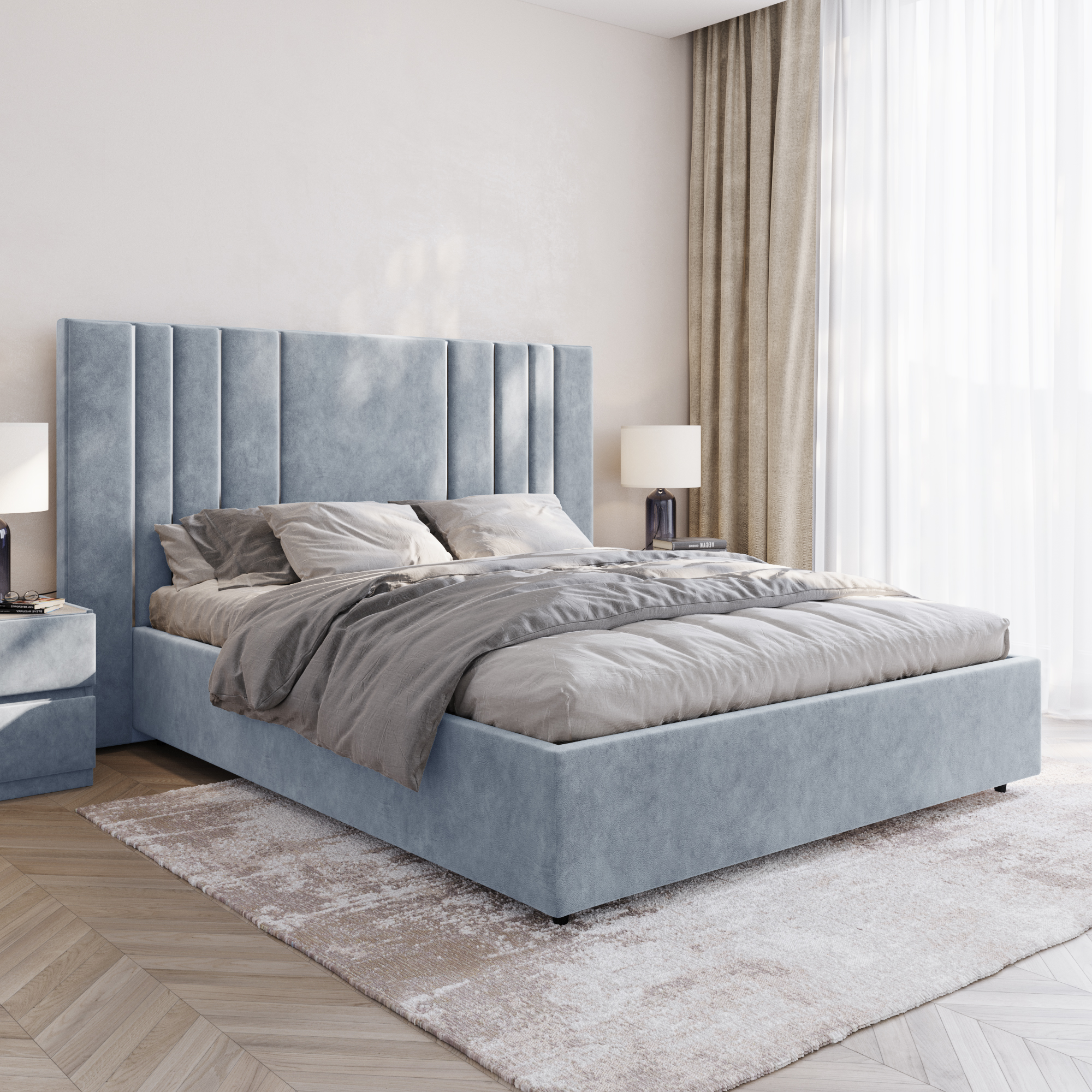 Кровать Рания 160x200 kashemir 970 серебро