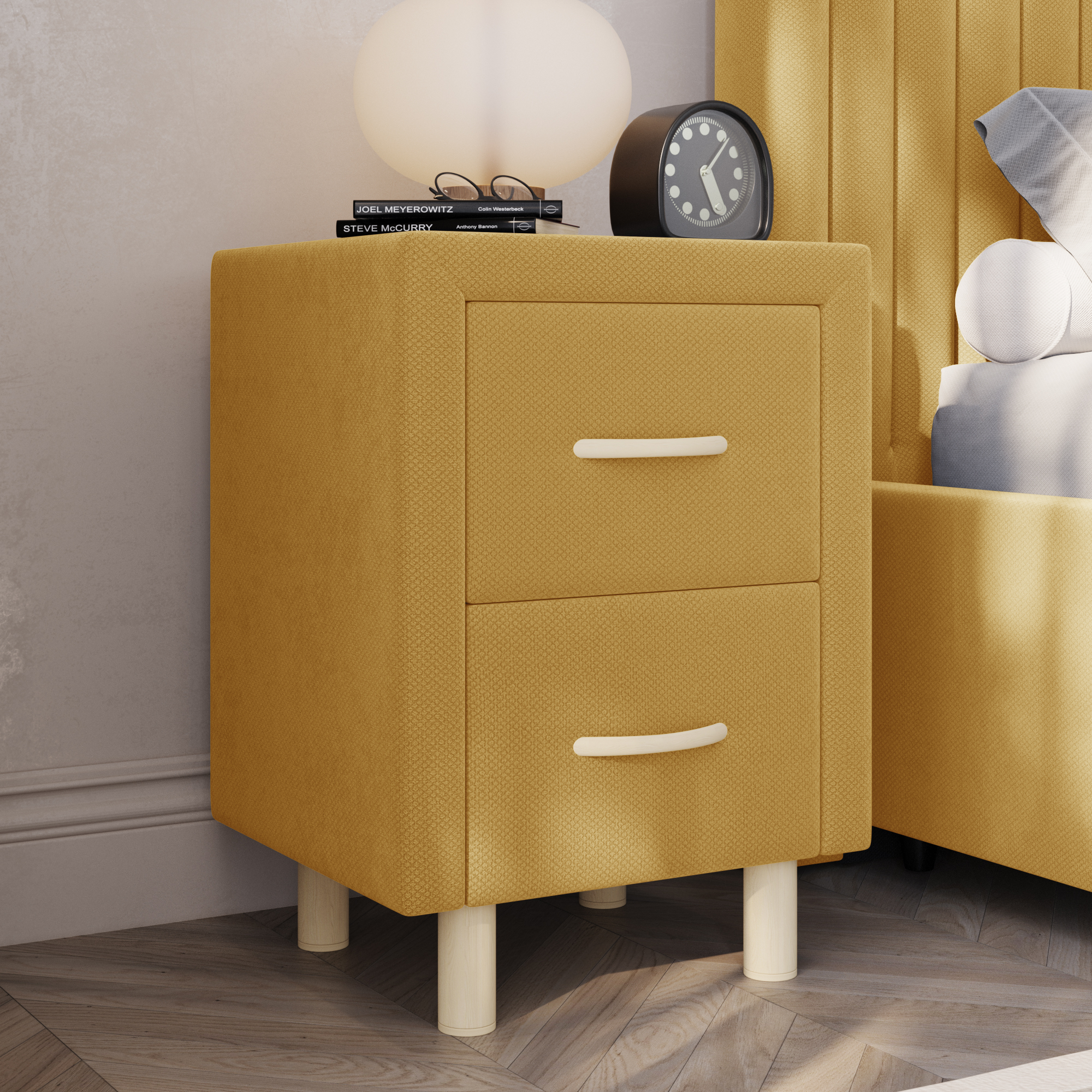 Тумба прикроватная на ножках, велюр